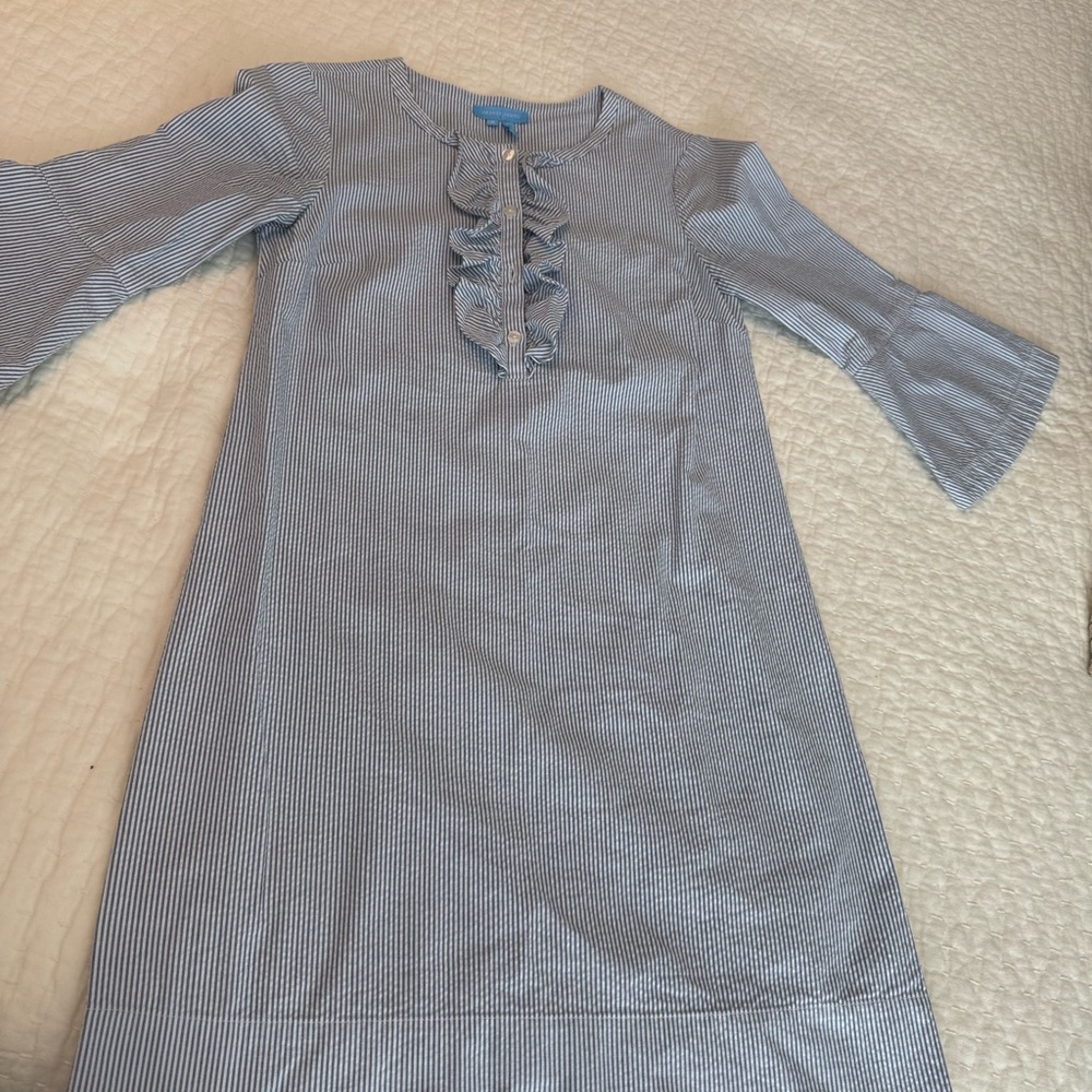 Draper James Blue Seersucker Mini Dress
